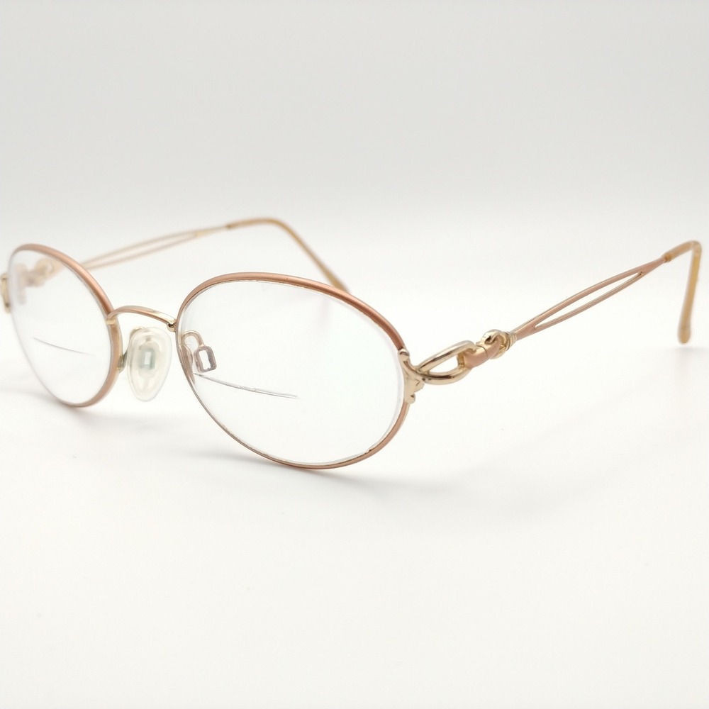 Tura Eyeglass Frames Women 49-18 Peach Gold Oval Vintage 816 PCH France